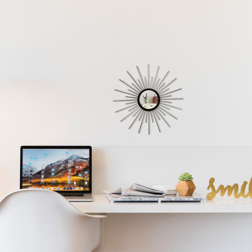 Espelho Decorativo Com Moldura Mini Cintilante Prata Moldura Prateado