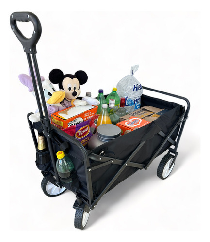 Vagón Carrito De Carga Plegable Multiusos Y Todoterreno Negro