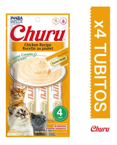 Churu Gatos - Sabor Pollo 4 Tubos X 14g