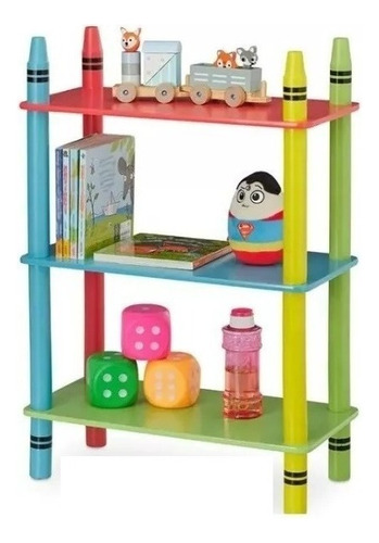Estante Librero Tipo Crayola Infantil 3 Niveles Color Multicolor