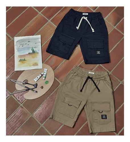 Audaz Short Niño Con Bolsillos Al Frente Azul