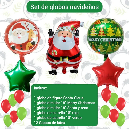 Set De Globos Decoración Navidad Santa Claus 