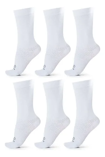 Kit 6 Pares Meia Hupi Fun Poliamida Corrida Cano Alto