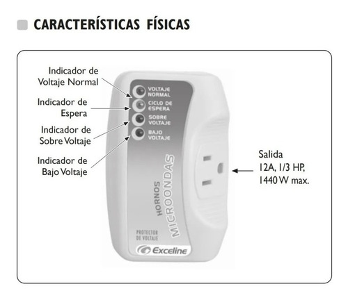 Imagen 3 de 7 de Protector De Voltaje Exceline Para Hornos Microondas 120v
