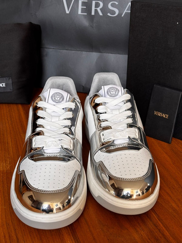 Tenis Versace Hombre Talla 8 Mex Color Blanco Con Plata