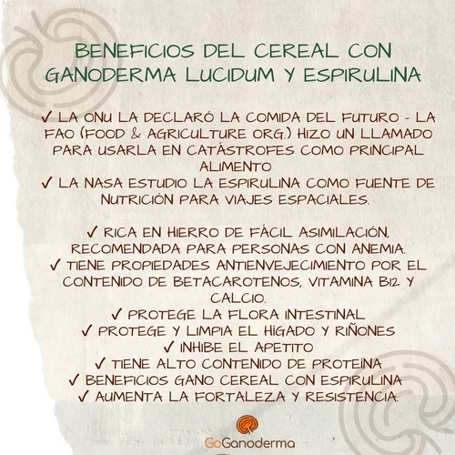 Imagen 3 de 5 de Gano Cereal Con Espirulina - g a $4197
