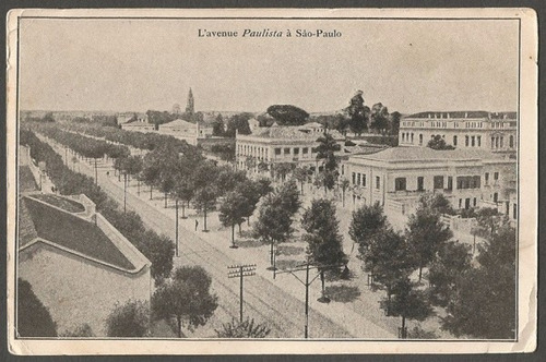 São Paulo - Avenida Paulista Postal Antigo Original - Lenach