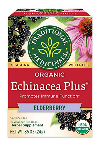 Té Echinacea Y Saúco Orgánico, Fortalece Inmunidad, 16 Bolsi