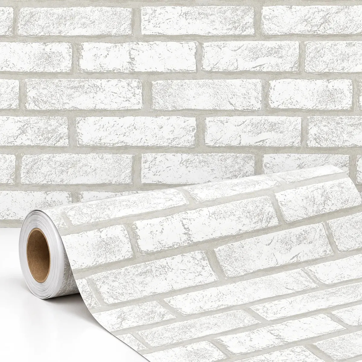 Adesivo Papel De Parede Tijolinho Branco Autocolante Lavável Envelopamento 10m X 45cm