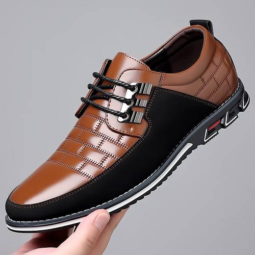 Oxfords Cuero Puntera Redonda Zapatos Casual Hombre