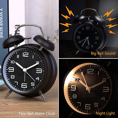 Reloj Despertador Analógico De 4 Pulgadas Con Luz Nocturna Blanco