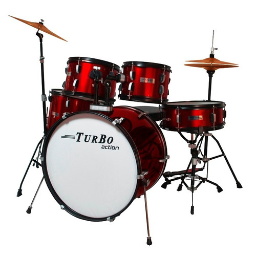 Bateria Acústica Turbo Action Sp 525 Banco , Pedal , Pratos