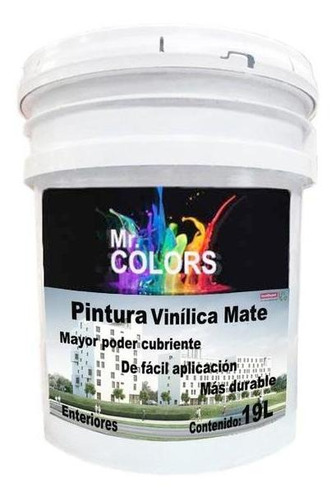 Bote De Pintura Vinílica Brillante, Mxbuc-001, 19l, Pintura 