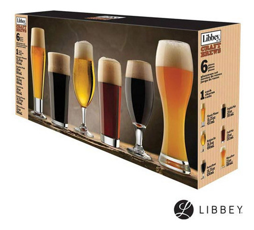 Conjunto Taças Craft Brew Cerveja Em Vidro 06 Peças Libbey Cor Transparente