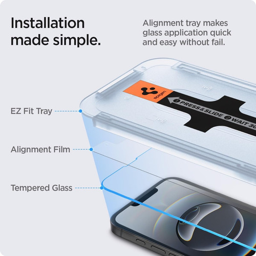 Vidrio Templado Spigen Para Iphone 16e 14 13 Pro Ez Fit X 2
