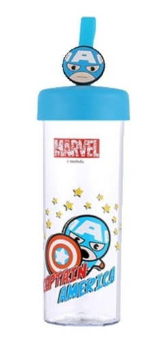 Garrafa Com Canudo Capitão América Marvel Miniso