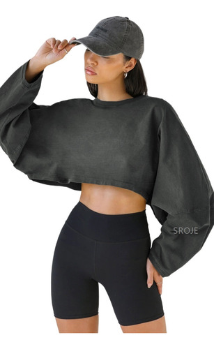 Sudadera Con Capucha Corta Con Cuello Redondo