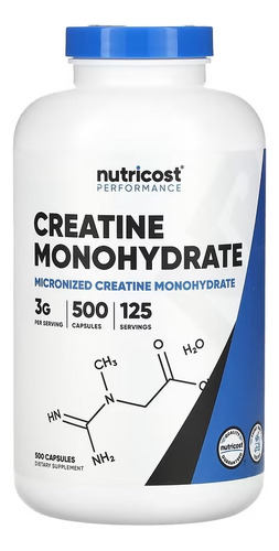 Creatine Monohydrate Nutricost Mejora Rendimiento 500 Cap