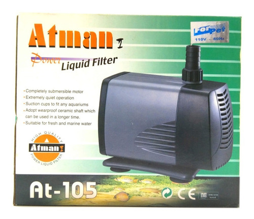 Atman At-105 2000l/h 127v Bomba Submersa P/ Aquarios Fontes