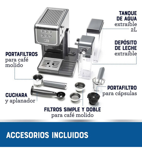 Cafetera Oster Primalatte Touch 3en1 Compat. Nespresso 6801m