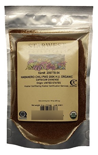 Polvo De Chile Habanero Orgánico Starwest Botanicals 200 K H