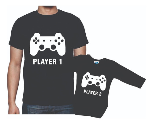 Remera Y Body Dia Del Padre Player 1 Player 2 Play