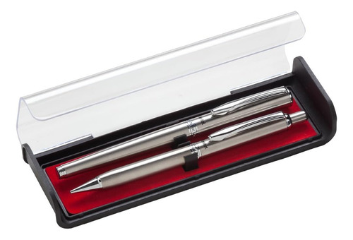 Juego De Lápiz Y Bolígrafo De Gel Pentel Libretto Con Caja Y Negro-azul