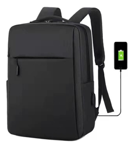 Mochila Porta Notebook Laptop C/puerto Usb-impermeable-super Color Negro