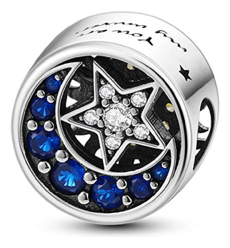 Charm 100% Auténtica Plata 925 Universo Sol, Luna Y Estrella