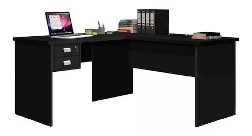 Mesa Escrivaninha Em L Espaçosa Com 2 Gavetas - Thavany Colchões