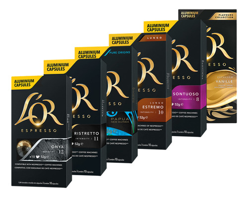 Kit 60 Cápsulas De Café L'or Alumínio Nespresso Sabores Lor