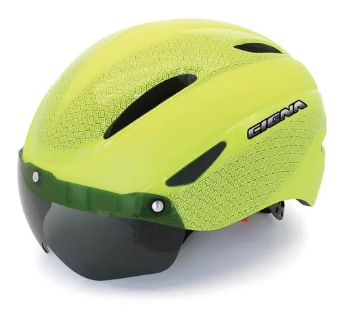 Casco Bicicleta Adulto Con Lente Desmontable Color Verde Talle M