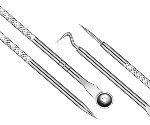 Kit 4 Extractor Cureta Quita Acné Puntos Negros Y Barro Limpieza