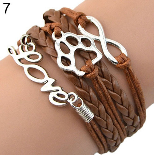 Pulsera Huella Perro Mascota Amor Love Infinito Ear Cuff