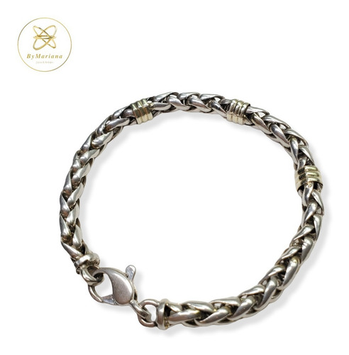 Imagen 4 de 6 de Pulsera Plata Y Oro Pomerato Gruesa