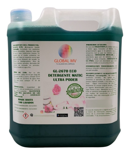 Detergente De Ropa Ecofriendly  5lt Ultra Concentrado