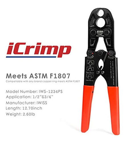 Iwiss 12inch Y 34inch Combo Pex Pipe Crimping Tool Para Anil