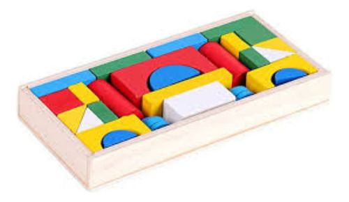 Bloques Chicos Madera Para Niños Juguete Armable Didáctico Color Multicolor