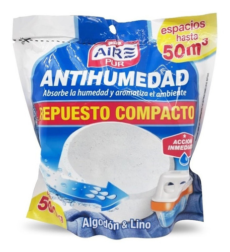 Aire Pur Repuesto Antihumedad Compacto 500g Algodón Y Lino