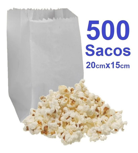 Imagem 1 de 4 de Saco De Papel Branco Capacidade De 1/2kg Com 500 Unidades
