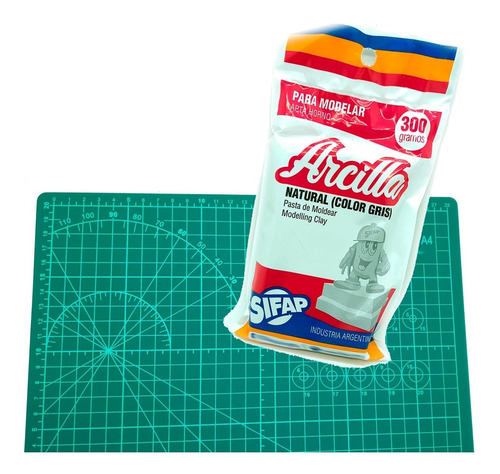 Arcilla Sifap 300gr Gris Con Base De Corte Para Modelar A4