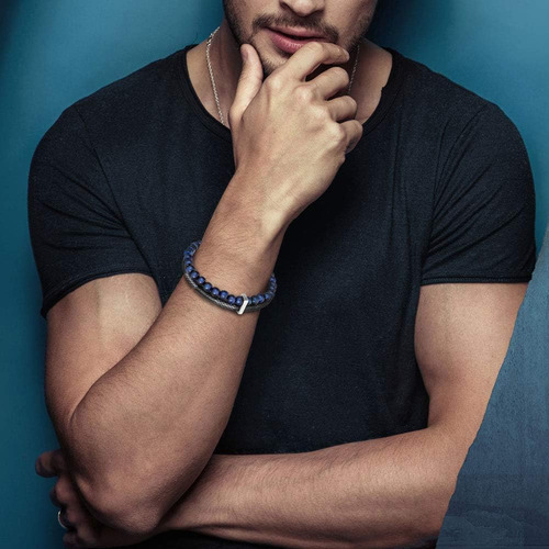 Pulsera Murtoo De Cuero Con Cuentas Para Hombre, Cuentas ...