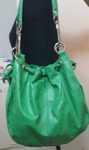 Cartera Bolso Cuero Verde Las Marías Ajustable  Herraje Plat