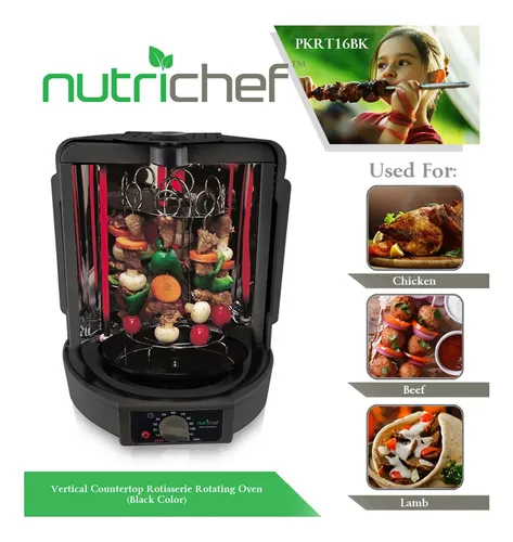 Horno Vertical Espiedo Nutrichef Kitchen Blanco Y Negro
