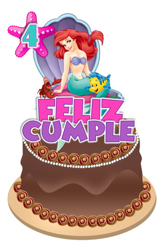 Sirenita Cake Topper Adorno Para Tortas Personalizados