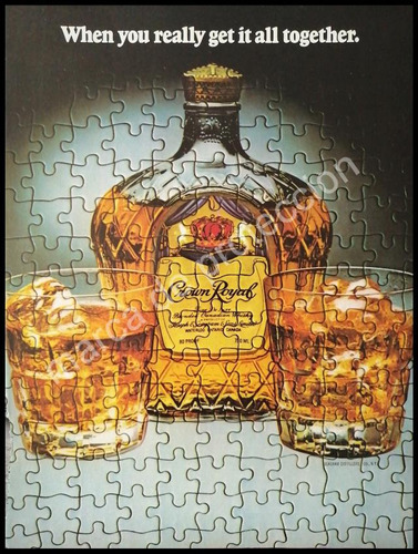 Cartel Publicitario Retro Whisky Crown Royal 1980s / Vinos