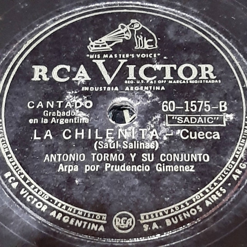 Pasta Antonio Tormo P Gimenez Arpa Rca Victor C213