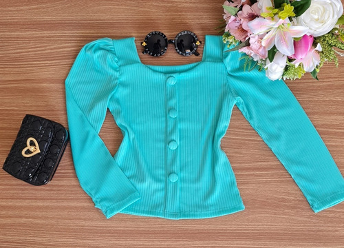 Imagem 2 de 8 de Roupa Infantil Blusa Menina Manga Princesa Minidiva Novidade