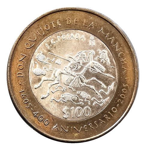 Moneda 100 Pesos Bimetálica Don Quijote 2005