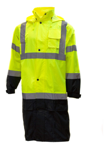Troy Safety Class 3 Rainwear Reflectante Hi-viz Negro Larga